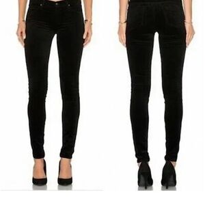 AG Adriano Goldschmied Black Velvet Skinny Pants